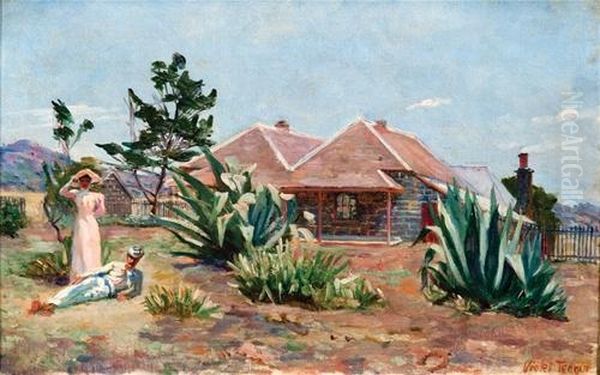 Untitled - Sunday Afternoon Oil Painting by Violet H. Evangeline Teague