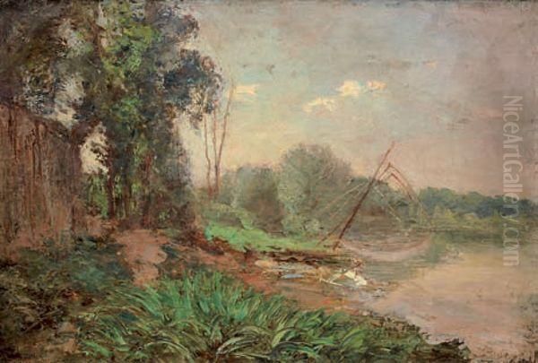 Chemin Au Bord De L'eau Oil Painting by Joseph Trevoux
