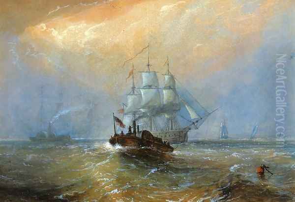 Tugboats Below New Orleans Oil Painting by Alfred Jacob Miller