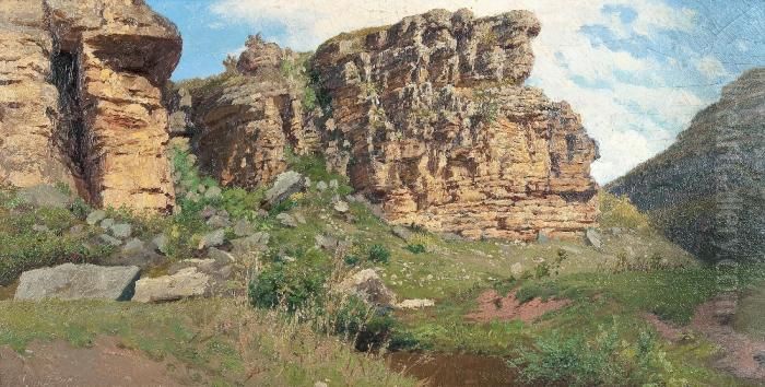 Rocks Near Kislovodsk Oil Painting by Nikolai Aleksandrovich Yaroshenko