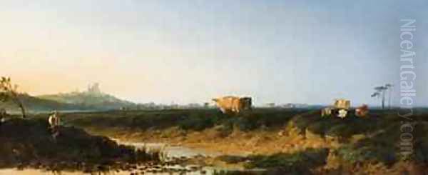 Landscape with a View of Lincoln 1861 Oil Painting by Edmund John Niemann