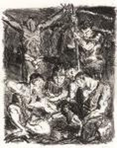 Throwing The Dice Before The 
Cross (die Wurfler Unter Dern Kruz), Plate 6 From Sechs Lithographien 
Zum Neuen Testament (h. 23) Oil Painting by Max Beckmann