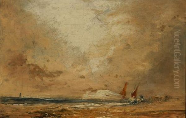 Distant Ships
And 
Stormy Seas Oil Painting by Richard Parkes Bonington