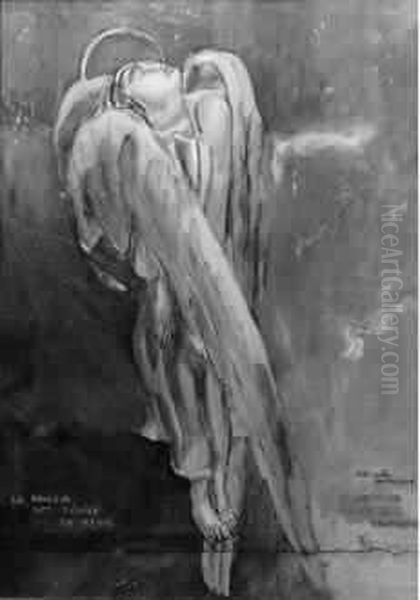 Emile Antoine <la Douleur Des 
Genies De Rheims > Gouache Et Aquarelle Signee, Dedicacee Et Annotee En 
Bas.56 X 39 Cm Oil Painting by Emile-Antoine Bourdelle