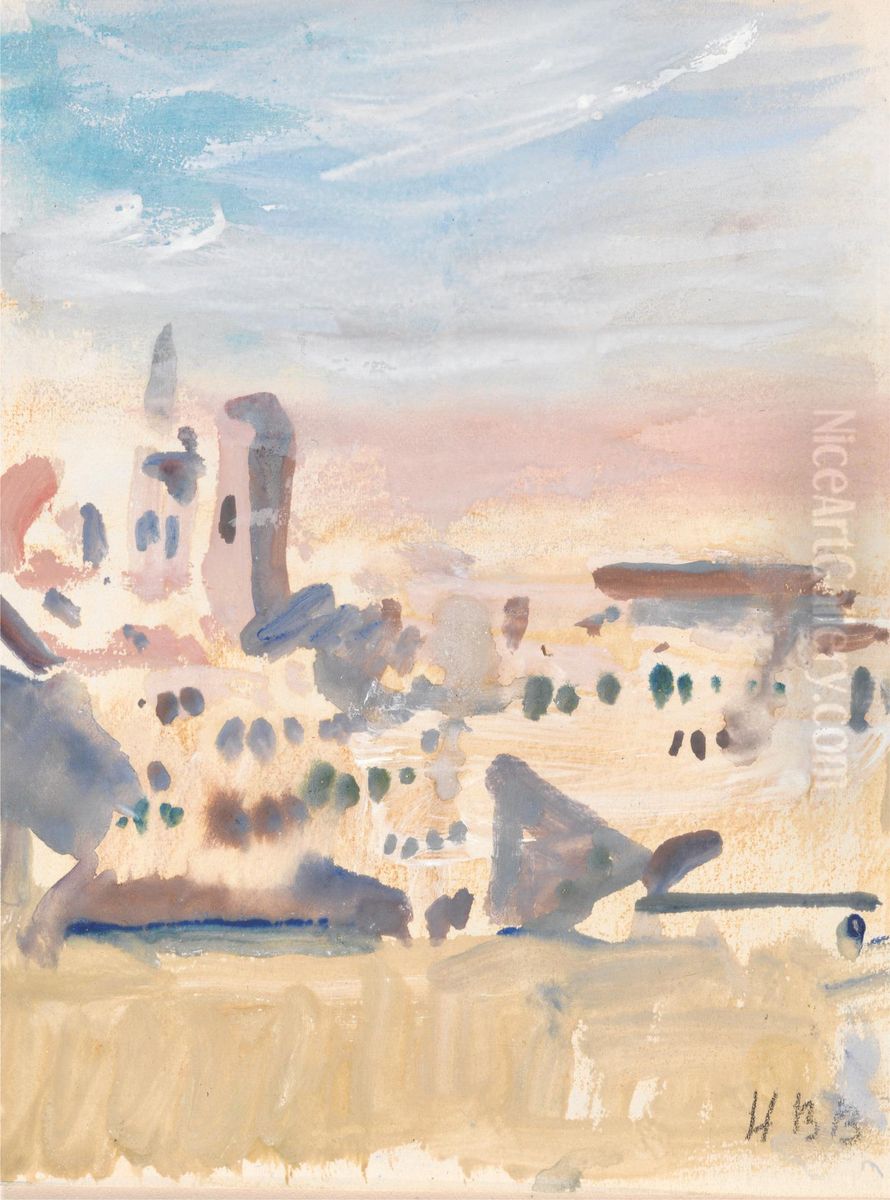 View Of A Town Oil Painting by Hercules Brabazon Brabazon