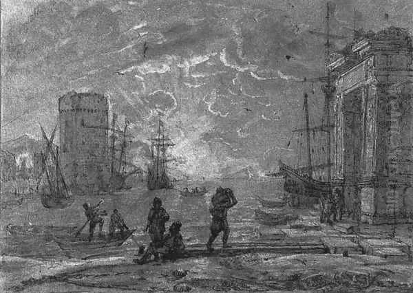 Harbour Scene Oil Painting by Claude Lorrain (Claude Gellee)