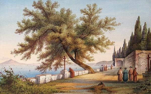 The Bay Of Naples Oil Painting by Gabriele Carelli