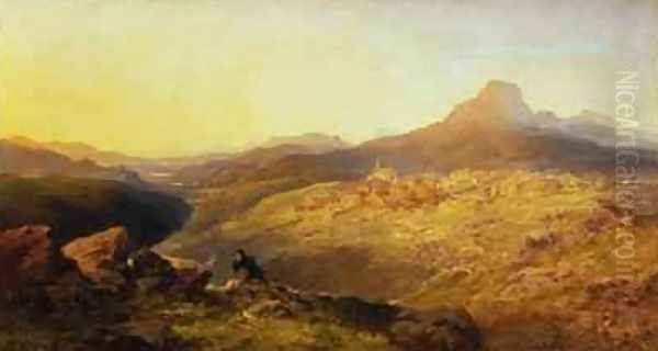 Town and Vale of Ffestiniog 1864 Oil Painting by Edmund John Niemann