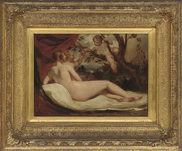 Reclining Nude With Putti Oil Painting by William Etty