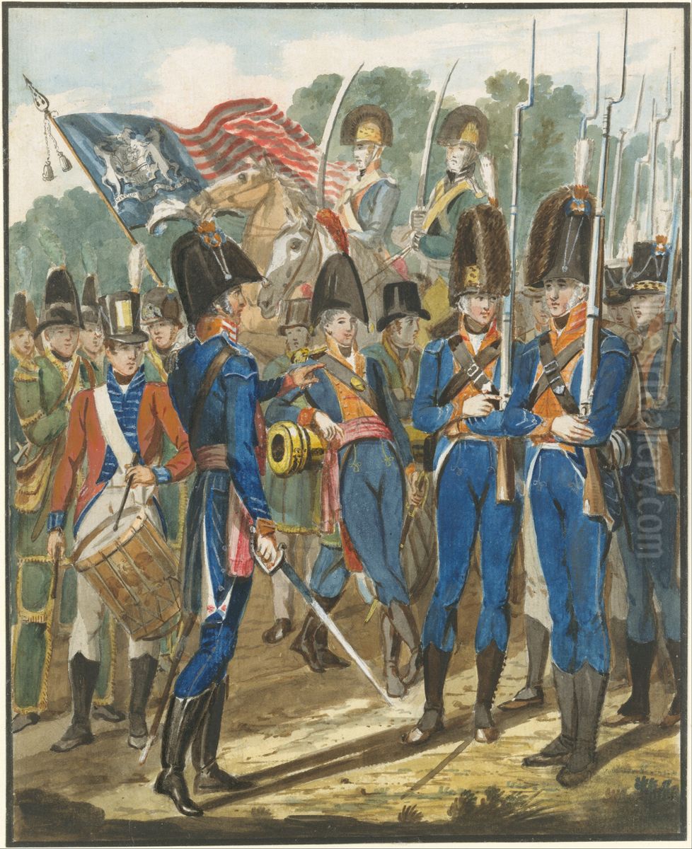 Members of the City Troop and Other Philadelphia Soldiery Oil Painting by John Lewis Krimmel