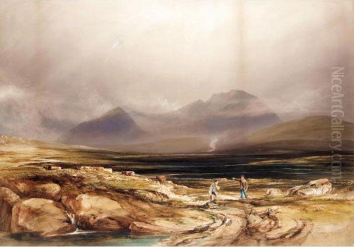 Black Mountains, Glencoe Oil Painting by Anthony Vandyke Copley Fielding