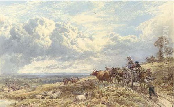 The Market Cart Oil Painting by Myles Birket Foster