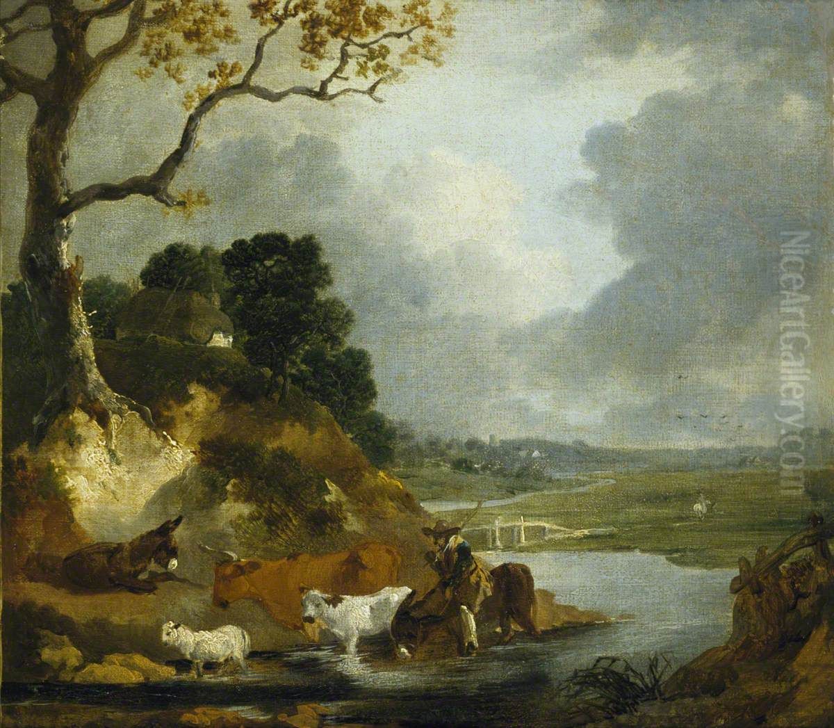 Crossing The Ford Oil Painting by Thomas Gainsborough