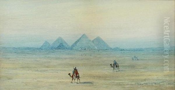 Ruins In The Desert With A 
Bedouin On A Camelwatercolour 30 X 48cm Attributed To Frederick Goodall Oil Painting by Frederick Goodall