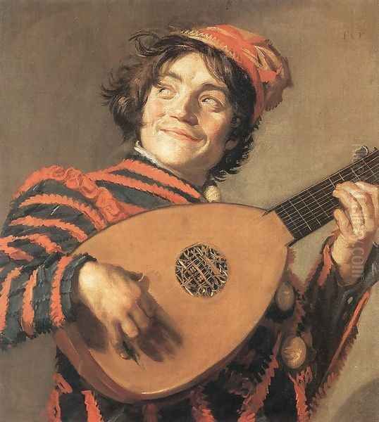Buffoon Playing a Lute c. 1623 Oil Painting by Frans Hals