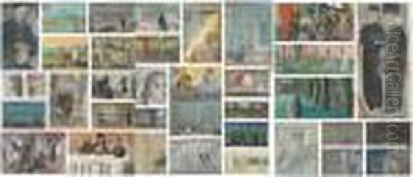 Two Portfolios Containing 58 
Drawings And Gouaches For Dostoevsky's The Brothers Karamazov, 1916-1932 Oil Painting by Boris Dmitrievich Grigoriev