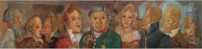 The Inspector General, Circa 1935 Oil Painting by Boris Dmitrievich Grigoriev