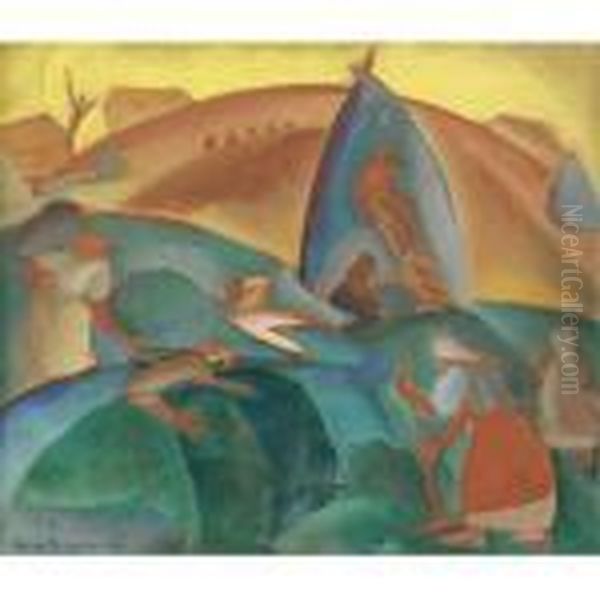 Harvest, Rasseia Oil Painting by Boris Dmitrievich Grigoriev