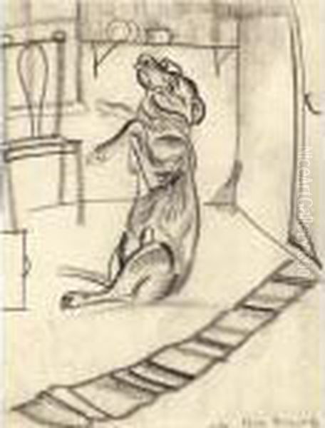 Sketch Of A Dog Oil Painting by Boris Dmitrievich Grigoriev