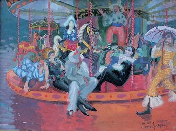 Le Manege Oil Painting by Boris Dmitrievich Grigoriev