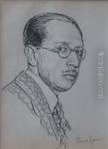Portrait De Igor Stravinsky Oil Painting by Boris Dmitrievich Grigoriev