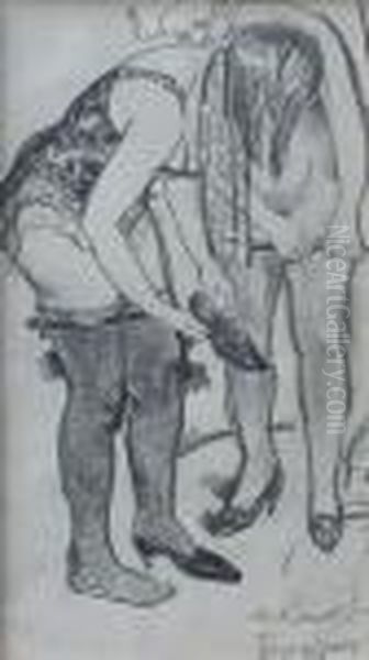 Filles Dans Une Maison Close Oil Painting by Boris Dmitrievich Grigoriev