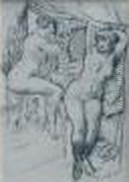 Scene Dans Une Maison Close Oil Painting by Boris Dmitrievich Grigoriev