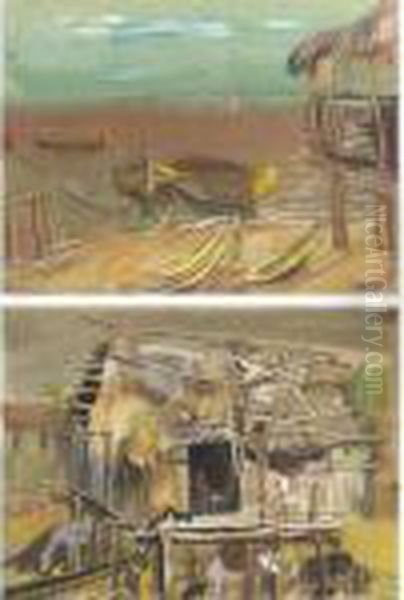 Two Views Of Chile Oil Painting by Boris Dmitrievich Grigoriev