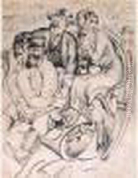 Promenade En Fiacre Oil Painting by Boris Dmitrievich Grigoriev