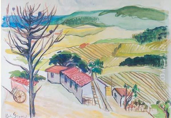 Village Provencal Oil Painting by Boris Dmitrievich Grigoriev