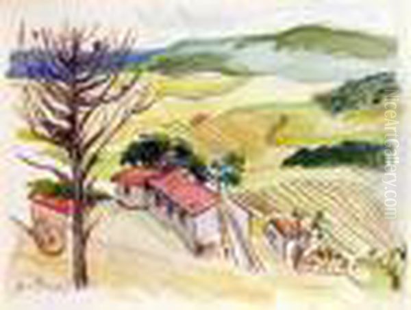 French Countryside Oil Painting by Boris Dmitrievich Grigoriev