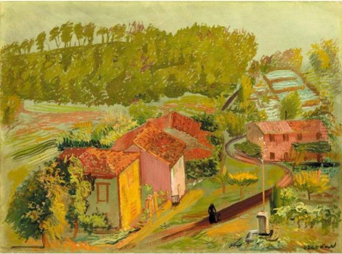 French Village Oil Painting by Boris Dmitrievich Grigoriev