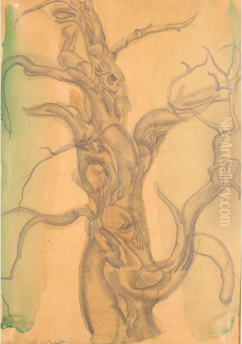 Trees Oil Painting by Boris Dmitrievich Grigoriev