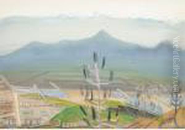 Landscape With Mountain Range Oil Painting by Boris Dmitrievich Grigoriev