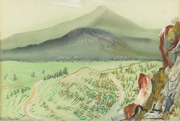 Chilean Landscape Oil Painting by Boris Dmitrievich Grigoriev