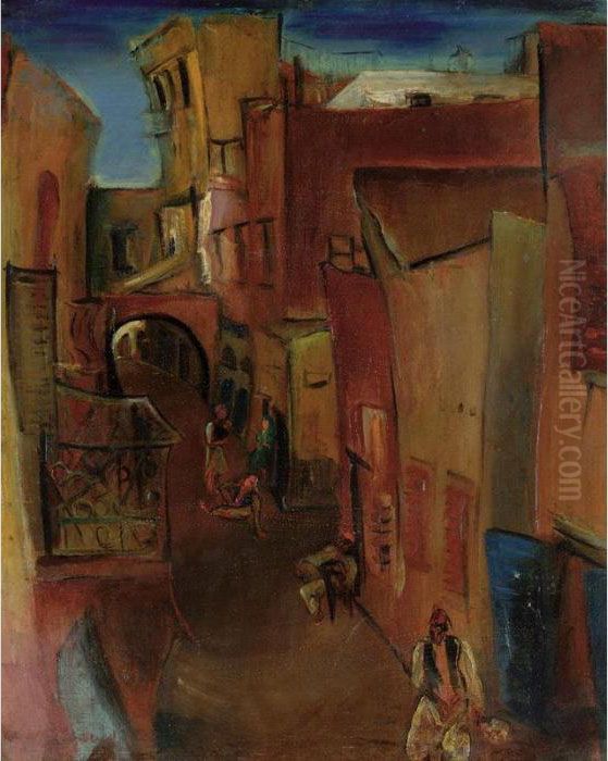 Street Scene Oil Painting by Boris Dmitrievich Grigoriev