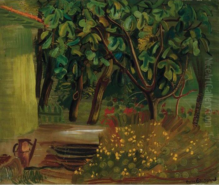 In The Backyard Oil Painting by Boris Dmitrievich Grigoriev