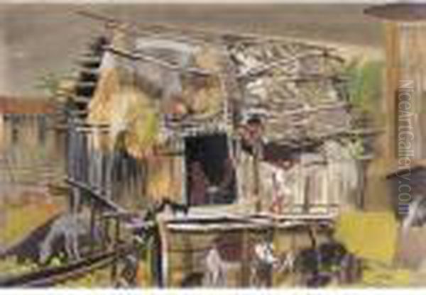 Brazilian Farm Oil Painting by Boris Dmitrievich Grigoriev