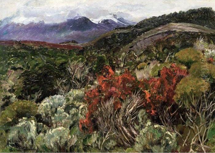 Landscape With Mountains In The Distance Oil Painting by Boris Dmitrievich Grigoriev