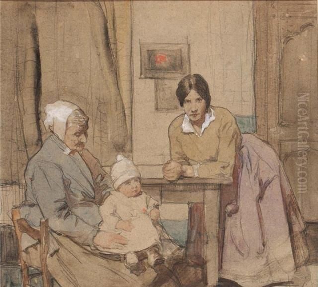 Three Generations Oil Painting by William Lee Hankey