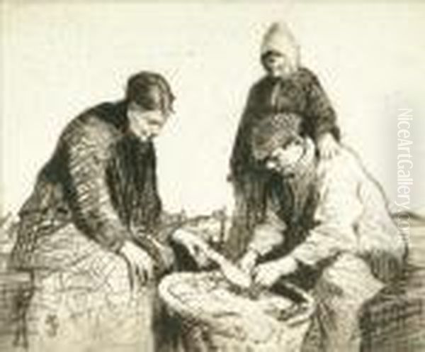 Breton Peasants Oil Painting by William Lee Hankey