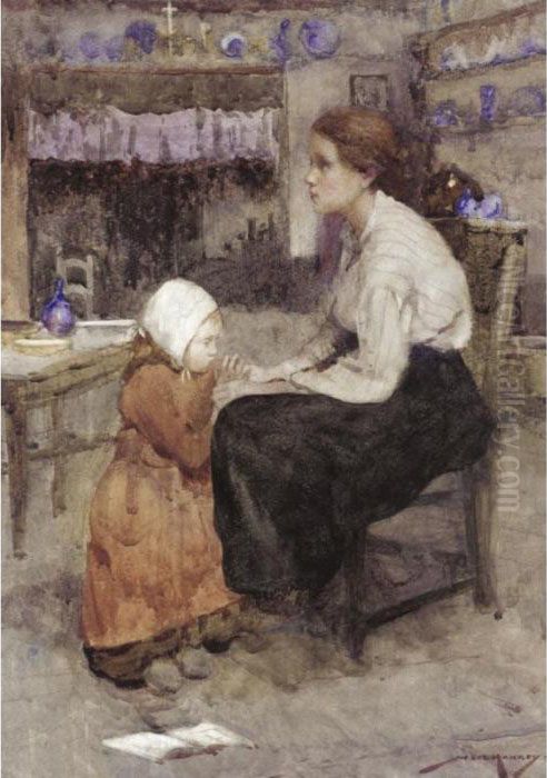Mother And Child Oil Painting by William Lee Hankey