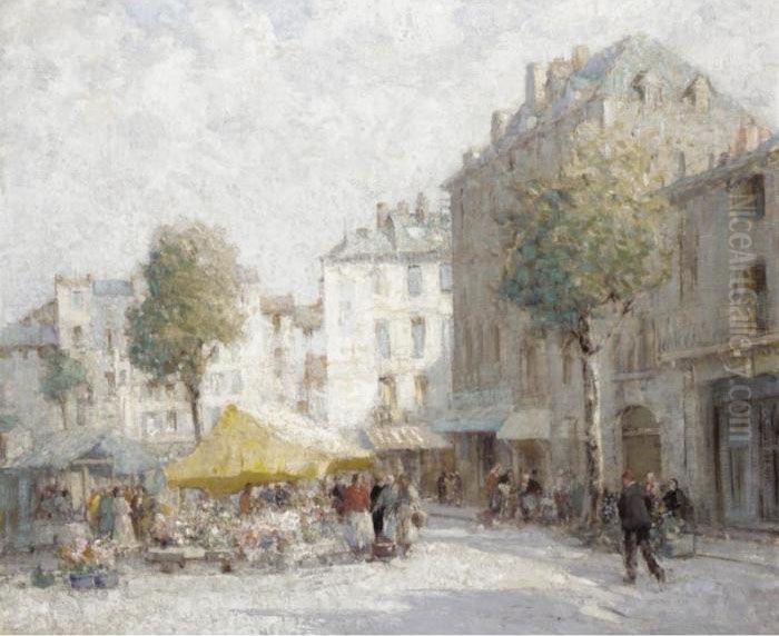 Flower Market, Dieppe Oil Painting by William Lee Hankey