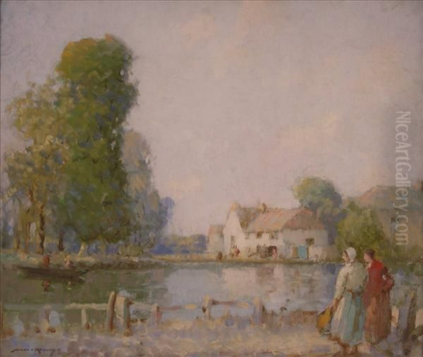 Berneval, Normandy Oil Painting by William Lee Hankey