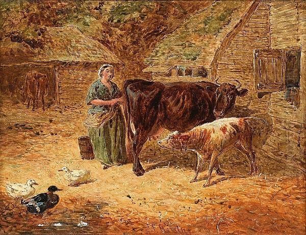 Milking Time Oil Painting by John Frederick Herring Snr