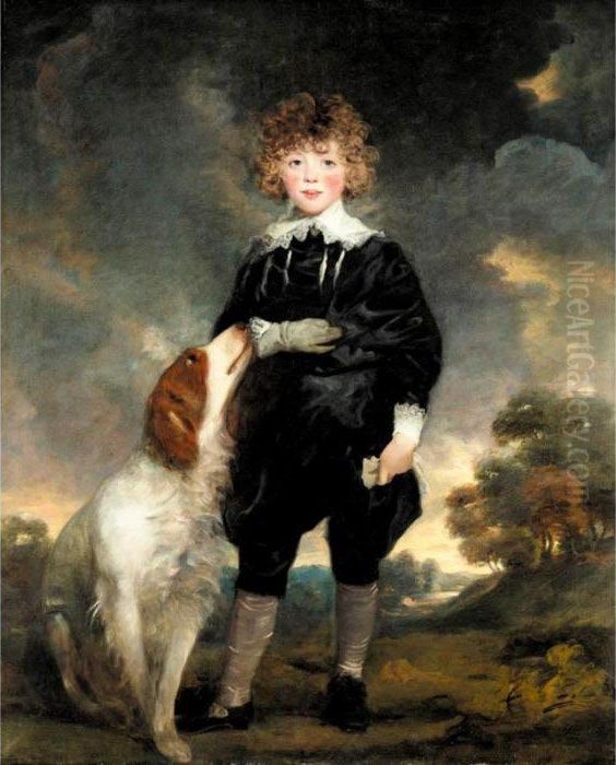 Portrait Of The Hon. Leicester 
Fitzgerald Charles Stanhope, Later 5th Earl Of Harrington (1784-1862), 
When A Child Oil Painting by John Hoppner