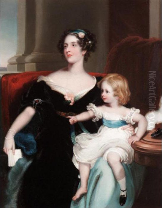 Portrait Of Harriet, Countess 
Gower (1806-68) And Her Daughter, Elizabeth Georgiana, Later Duchess Of 
Argyll (1824-78) Oil Painting by Sir Thomas Lawrence