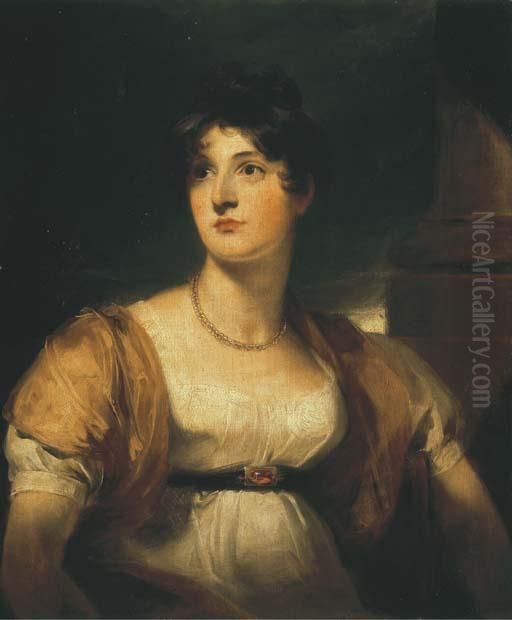 Portrait Of Anne, Lady 
Lethbridge (d.1857), Three-quarter-length,in A White Dress With A Gold 
Wrap Oil Painting by Sir Thomas Lawrence
