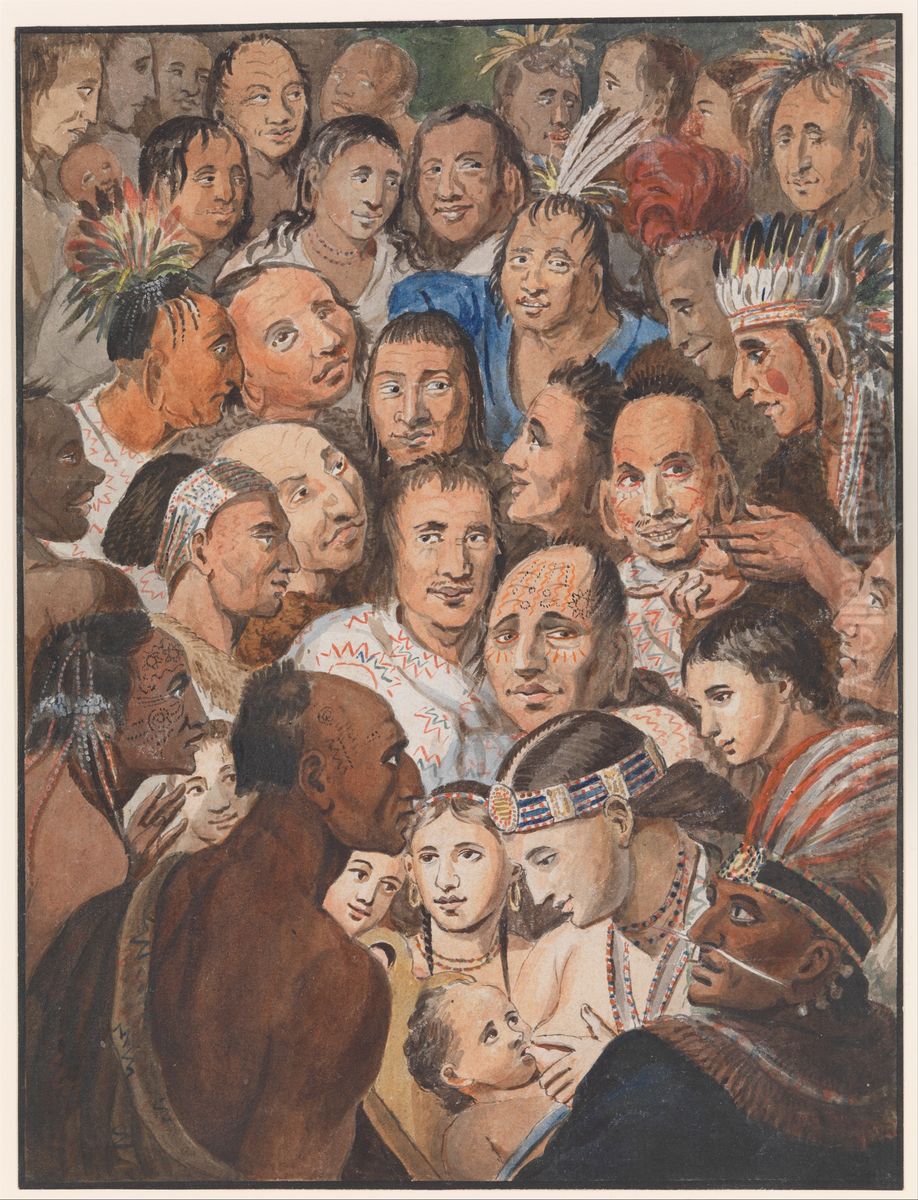 Tableau of Indian Faces Oil Painting by John Lewis Krimmel