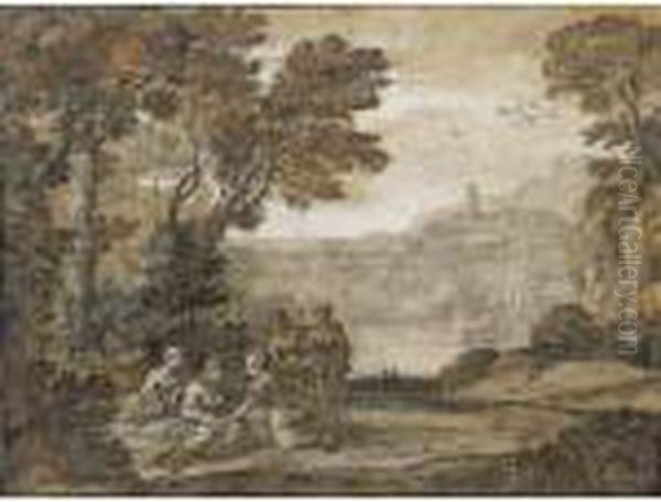 Landscape With The Nymph Egeria Mourning Over Numa Oil Painting by Claude Lorrain (Claude Gellee)